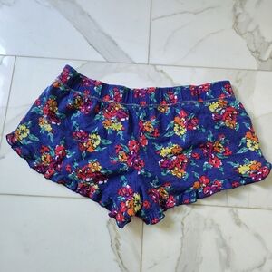 La Senza Cotton Lounge Sleep Shorts w/ Ruffle Hem Purple Floral S